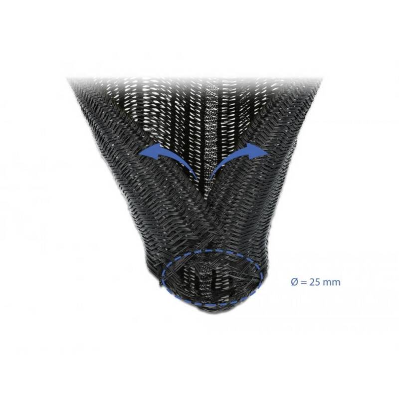 Delock Geflechtschlauch Schwarz Polyester 10 m 26 mm max 1 St. - 4043619190478