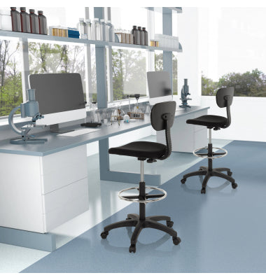 hjh OFFICE Arbeitsstuhl TOP WORK 05 Hocker schwarz Stoff höhenverstellbar 100kg - 4251084680046
