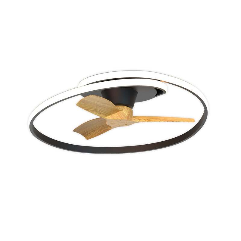 LED-Deckenventilator Ocean schwarz/holz 78 cm DC leise dimmbar 60 W CCT - 8435153282362