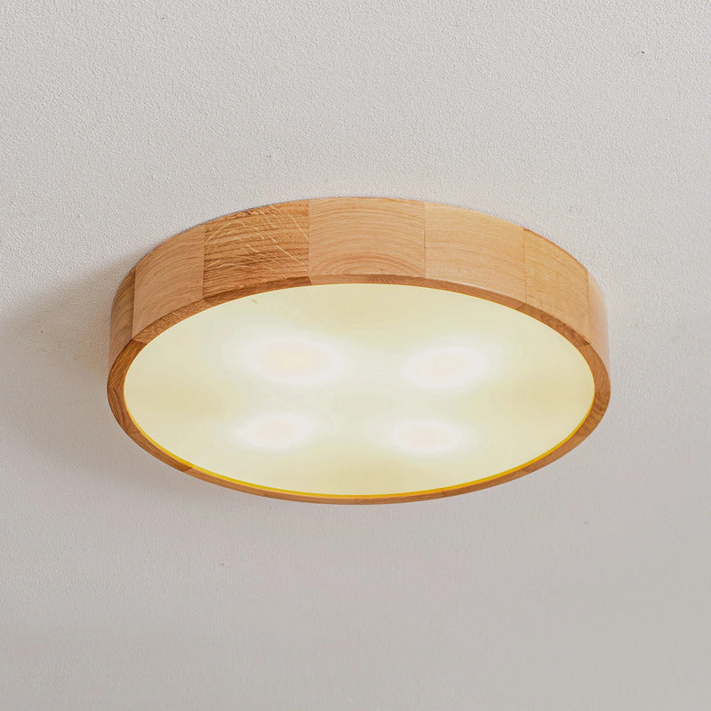 Temar Lighting Deckenleuchte Lampe Cleo Sensor Eiche Holz Glas rund IP20 48cm - 5907627811987