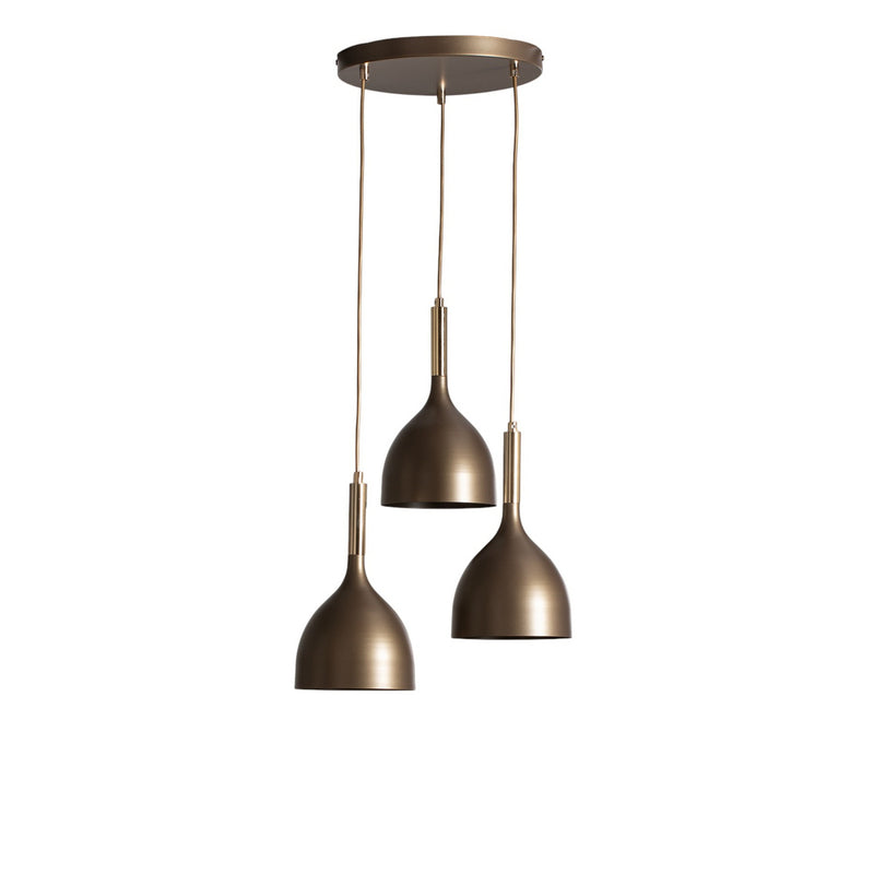 Noak Hängelampe Pendelleuchte Lampe Stahl 3-flg LED Deckenleuchte titan/gold - 5907565940046