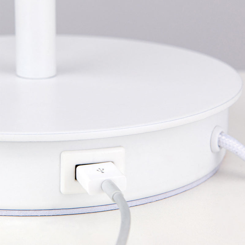 Orion Tischleuchte Ludwig USB Tischlampe Leuchte Lampe Stahl Leinen weiß 50cm - 9003090270286