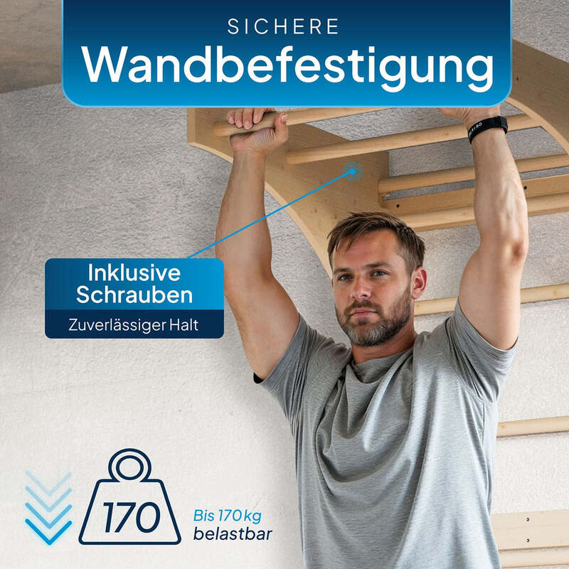 Sprossenwand Erwachsene Klettergerüst Holz Klimmzugstange Fitness 170kg - 4262437185132