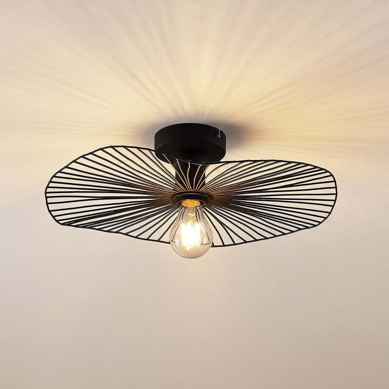 Lindby Deckenleuchte Ruota LED Lampe Leuchte dimmbar schwarz Ø40cm 11cm hoch - 4251096584127