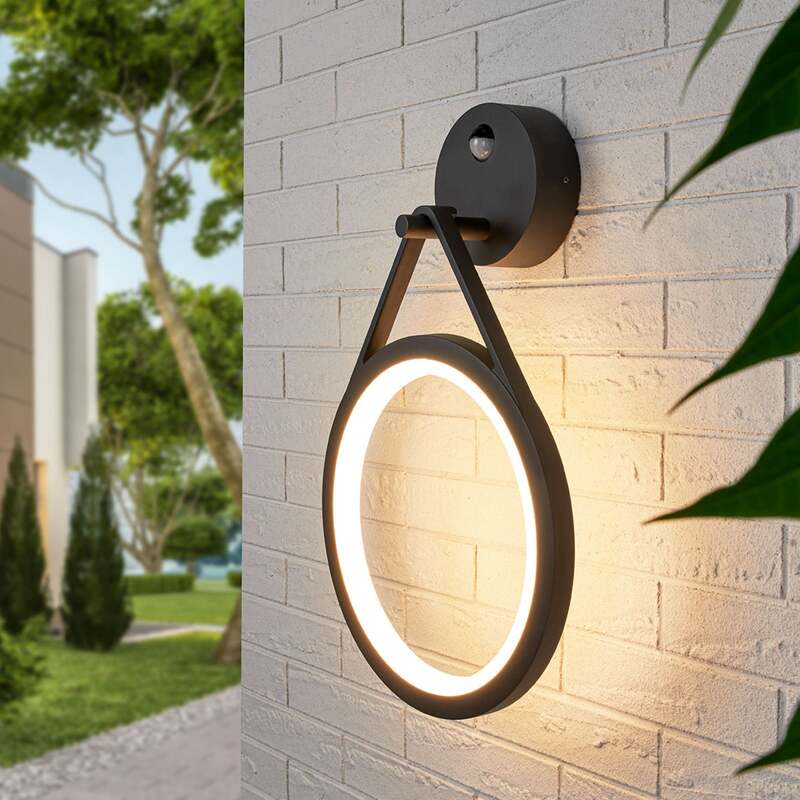Lucande Außenwandleuchte LED Mirco mit Bewegungsmelder graphit 30x48,3cm IP54 - 4251096548570