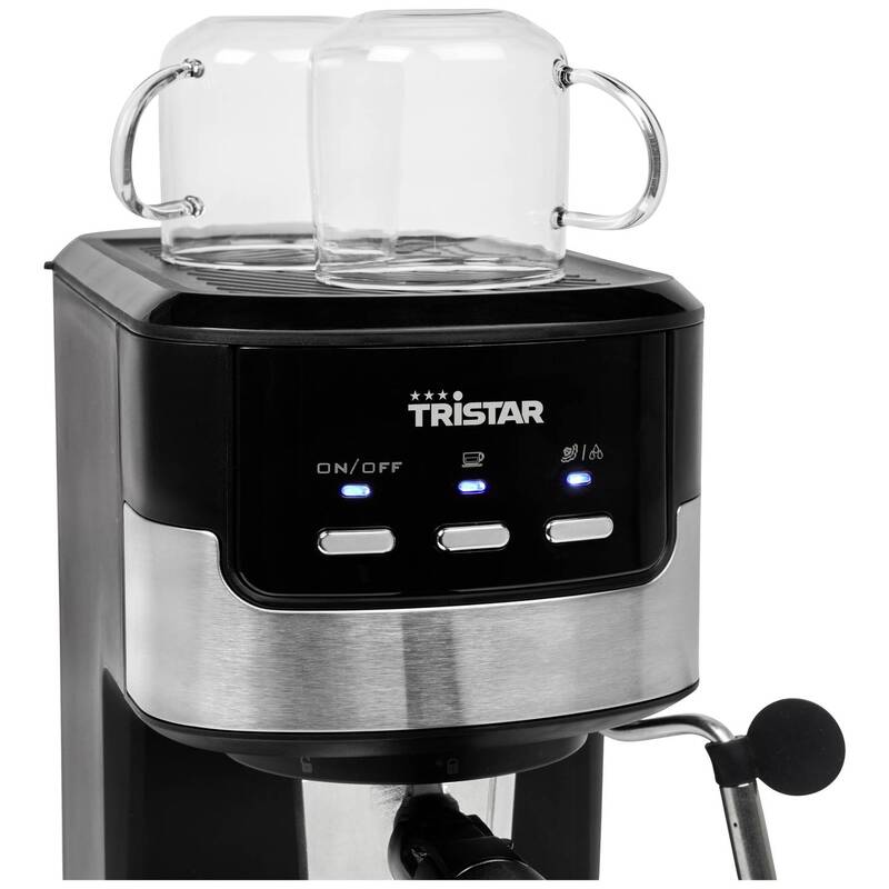 Tristar CM-2278 Espressomaschine 20 bar 1,25 l Edelstahl schwarz mit Dampfdüse - 8712836985483