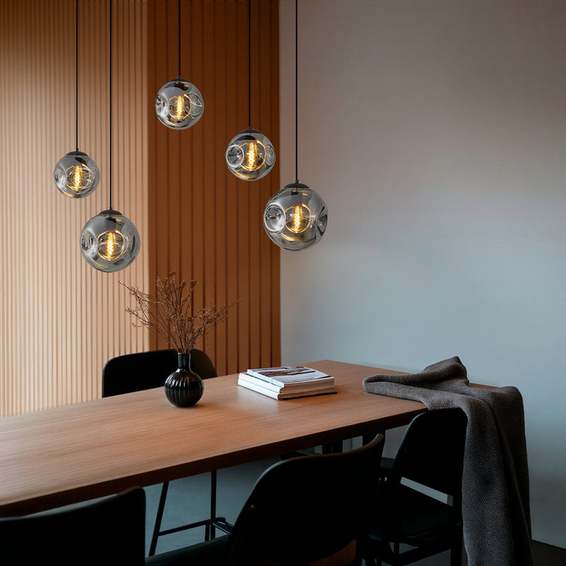 Lindby Hängeleuchte Valentina LED Pendelleuchte dimmbar grau 125cm 5-flammig - 4251911774726