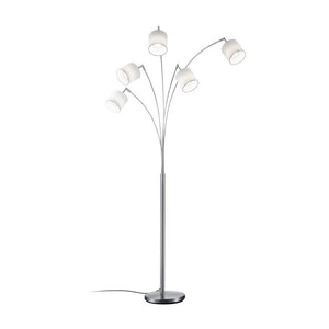 B-Ware Reality Stehlampe Stehleuchte Tommy nickel weiß Stoff Standleuchte H200cm 5-flg