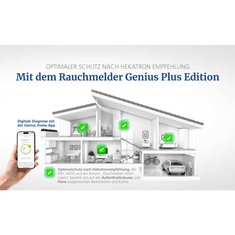 Hekatron Rauchwarnmelder Genius Plus 10 Jahre Batterie Handtuchheizkörper 85dB - 4260432550016