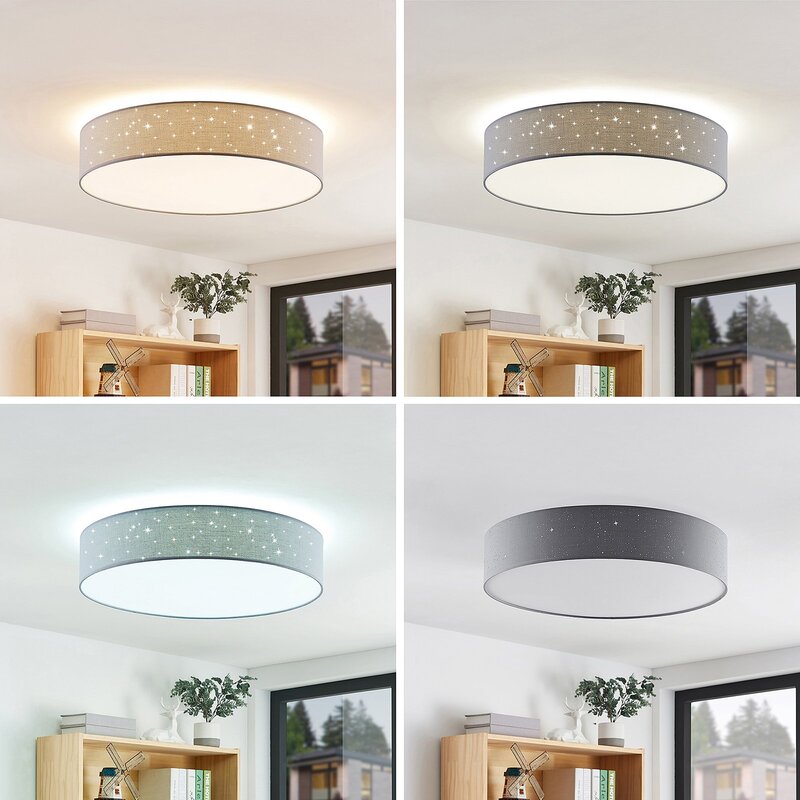 Lindby Deckenlampe Deckenleuchte Ellamina LED hellgrau Textil Wohnzimmerlampe483 - 4251096586596