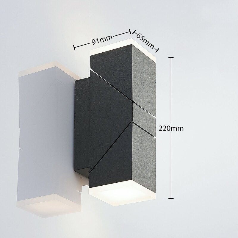 Lindby Wandleuchte Wandlampe LED Außenleuchte Sally dunkelgrau IP54 22cm - 4251096554618