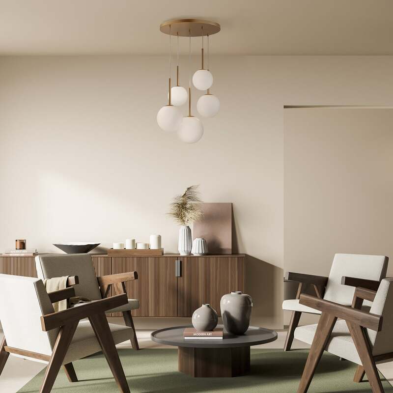 Maytoni Hängelampe Hängeleuchte Basic 5-flammig LED Pendelleuchte gold Ø58cm - 4099776043478