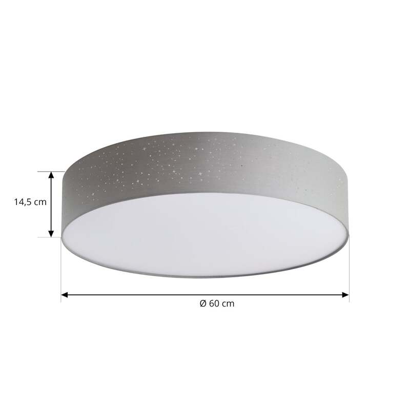 Lindby Deckenlampe Deckenleuchte Ellamina LED hellgrau Textil Wohnzimmerlampe - 4251096586596