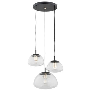 B-Ware Euluna Pendellampe Turku Hängeleuchte 3 Flammig Klar Schwarz Glas E27 Led Lampe