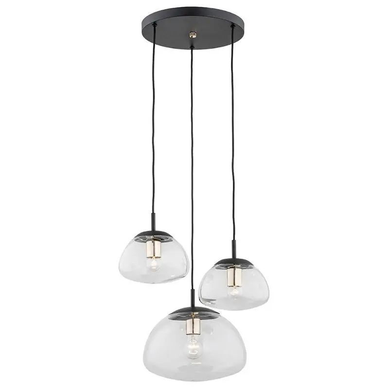 Euluna Pendellampe Turku Hängeleuchte 3-flammig klar schwarz Glas E27 LED Lampe - 4251911790559