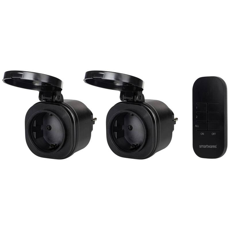 Smartwares 2 Funksteckdosen Set Steckdosenschalter Mini Fernbedienung Außen IP44 - 8711658435169
