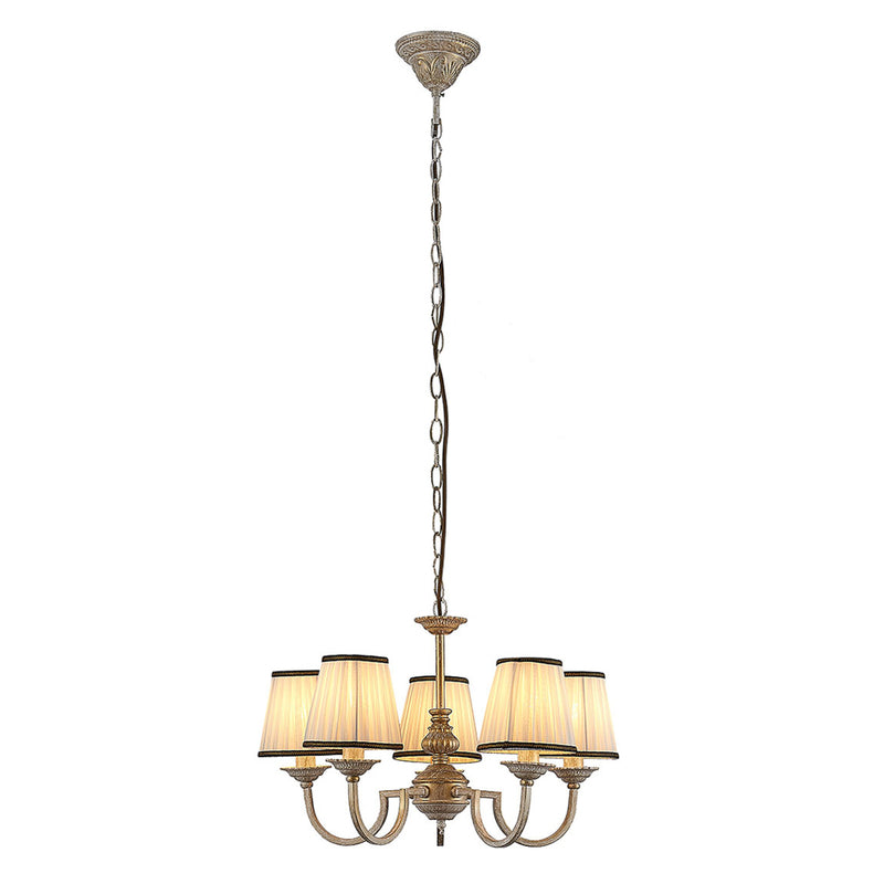 Lindby Kronleuchter Hängeleuchte Lumiel LED 5-flammig dimmbar creme messing 55cm - 4251096571394