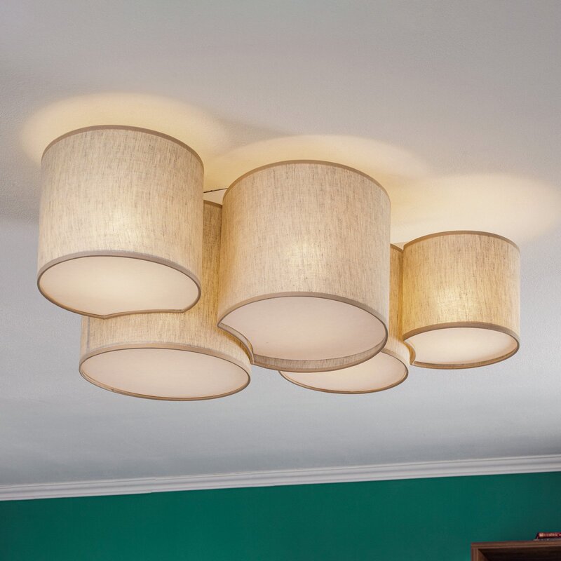 Euluna Deckenleuchte Mona Nature Lampe Leuchte Deckenlampe 5-fl E27 Leinen na257 - 5901780565930