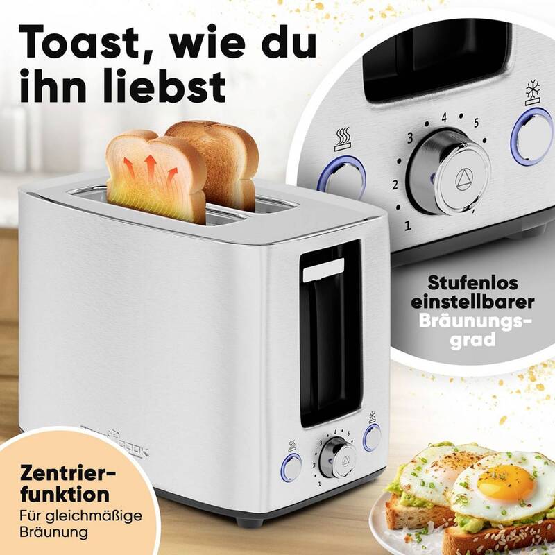 Profi Cook Toaster Edelstahl PC-TA 1279 mit Brötchenaufsatz 700-850W 2-Scheiben - 4006160012798