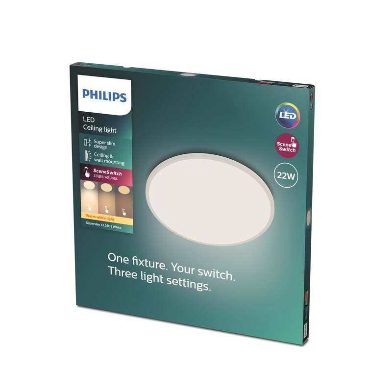 Philips Deckenlampe LED Leuchte Superslim warmweiß dimmbar Ø 42,5 cm weiß 2700K - 8719514327061