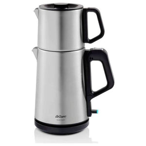 B-Ware Arzum Teebereiter Teemaschine AR3143 Silber 1800W Warmhaltefunktion 1,8l 1l