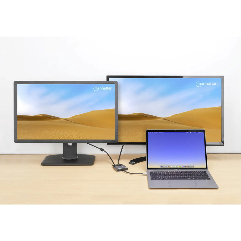 Manhattan USB-C Dockingstation HDMI VGA 4-in-1 Adapter Universal Space Grau 15cm - 0766623130691