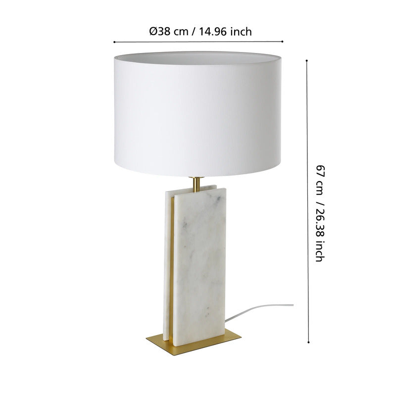 Stars Of Light Tischlampe Leuchte Eglo BELESAR LED Lampe Stein Textil weiß 67cm - 9008606306008