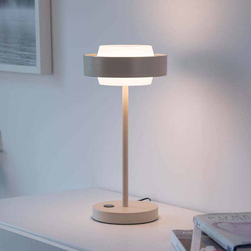 Schöner Wohnen Tischlampe Elmo LED dimmbar beige 3000K Touchdimmer 36,5cm Lampe - 4043689019396