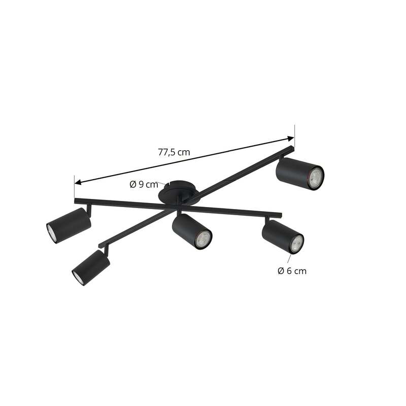 Lindby Deckenleuchte Joffrey LED Lampe 5-flg dimmbar schwarz 78x57,5cm IP20 - 4251096583847