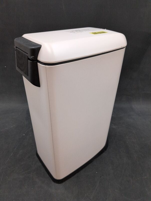hjh OFFICE CLEAN SLIM Mülleimer 20L Stahl weiß mit Softclose Tretmechanismus - 4064323045717