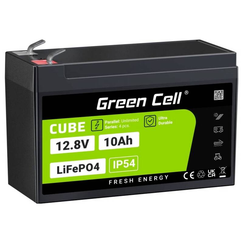 Green Cell Spezialakku Batterie LiFePO4 Akku Flachstecker 12.8 V 10 Ah 4 STÜCK - 5904326374898