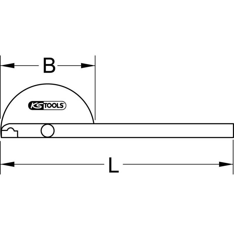 KS Tools Winkelmesser 180° Edelstahl präzise Messung 400mm schwarz graviert - 4042146067741