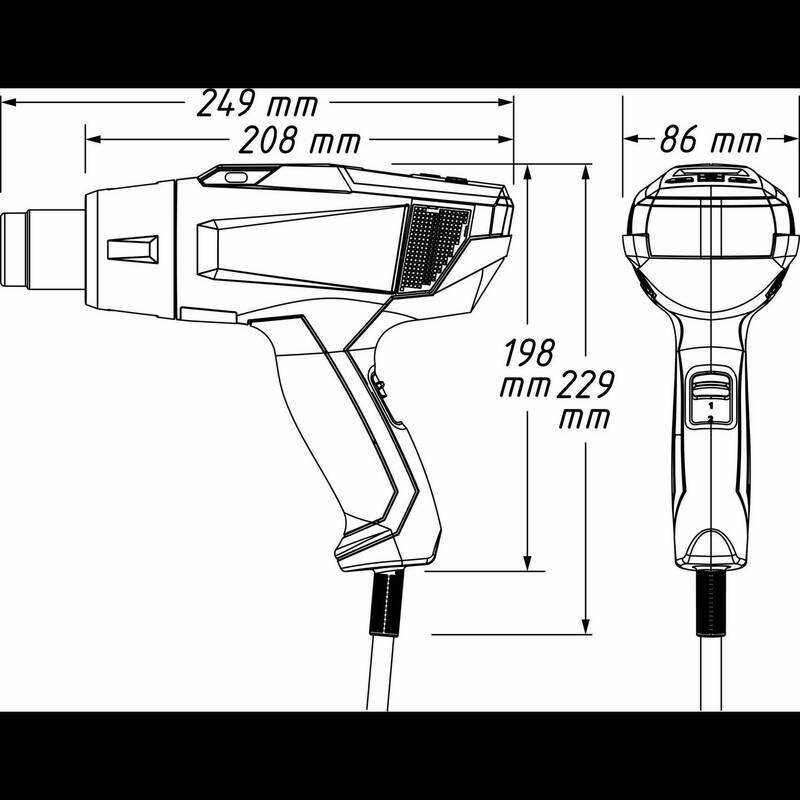 Hazet Heißluftgebläse 1990N/6 2300W Temperaturbereich 80-650°C Ergonomie 0,78kg - 4000896241378