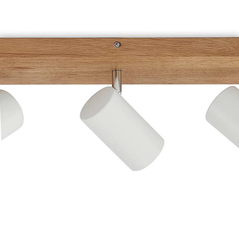 Lindby Deckenstrahler Maniva LED Strahler 3-flammig dimmbar weiß 44cm Eisen Holz - 4251911711684
