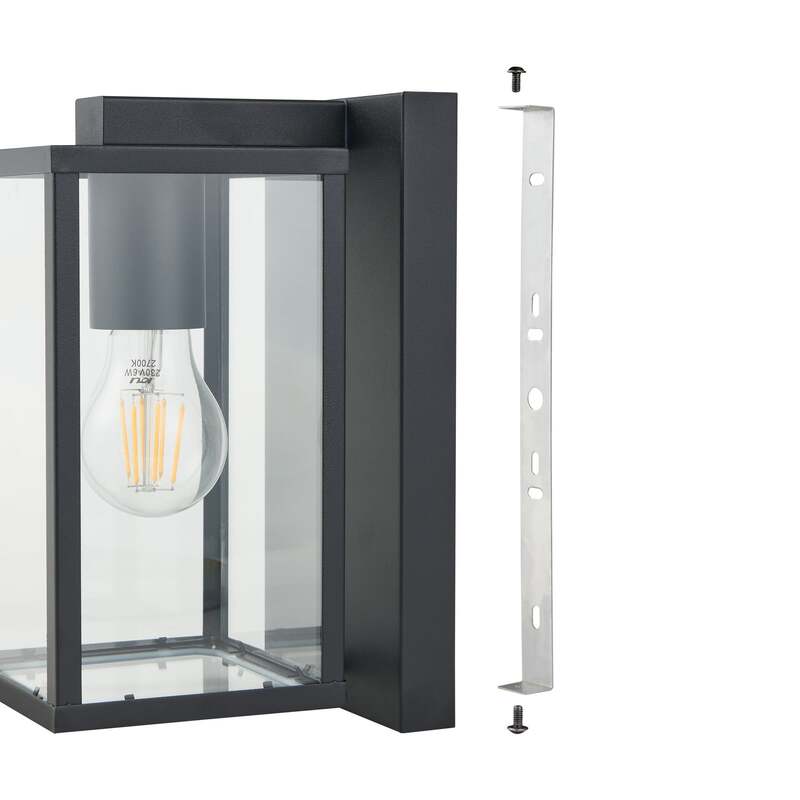 EGLO Außenwandleuchte Budrone schwarz klar Gartenleuchte Lampe dimmbar IP44 27cm - 9008606231607