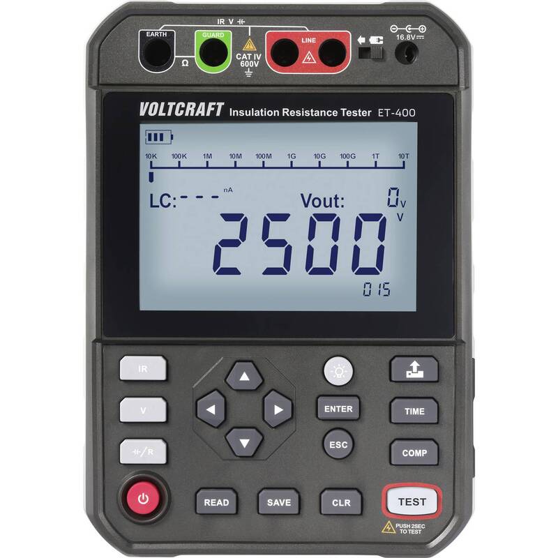 Voltcraft Isolationsmessgerät ET-400 2500V 2,5 TΩ USB CAT IV 600V schwarz - 4064161477534