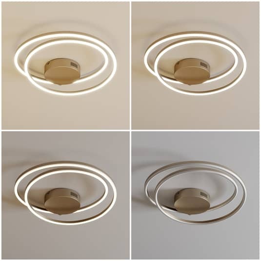 Lindby Deckenleuchte Deckenlampe LED Davian Nickel dimmbar Wohnraum Beleuchtung - 4251096563733
