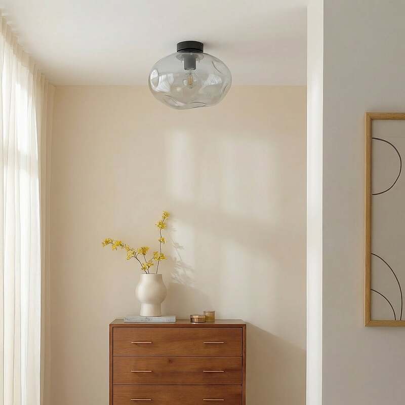 Lindby Deckenleuchte Lelia LED Lampe dimmbar Glas rauchgrau Ø35cm 25cm hoch - 4251911798647
