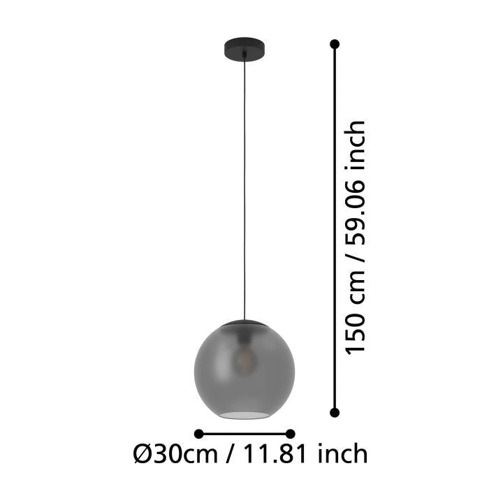 Eglo Pendelleuchte Hängeleuchte Glas grau matt Arangona Wohnzimmer Esszimmer - 9008606240951