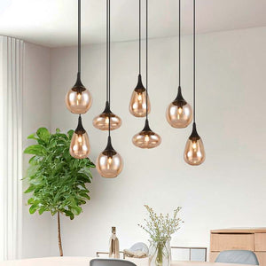 B-Ware TRIO LIGHTING Hängeleuchte Pendelleuchte Lampe Lumina Glas schwarz amber Metall