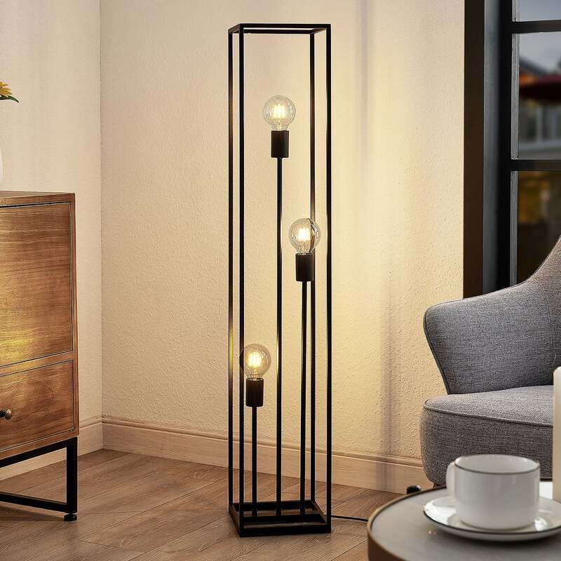 Lindby Krisha Stehlampe Stehleuchte Standlampe Leuchte schwarz Stahl 3-flammig - 4251096598414