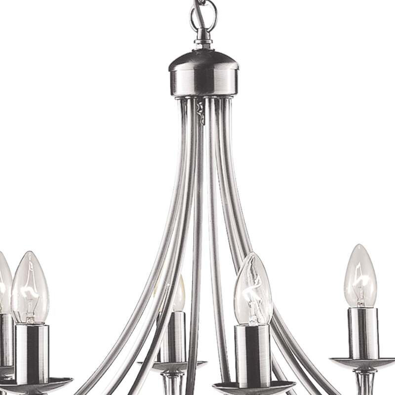 Kronleuchter Maypole satin silber 8-flammig E14 dimmbar 50 cm 60 cm Searchlight - 5053423021041