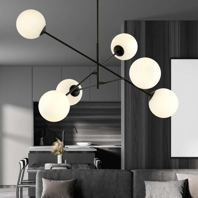 Deckenleuchte Linear schwarz/opal sechsflammig Deckenlampe Lampe SIEHE TEXT/FOTO - 5901738923591