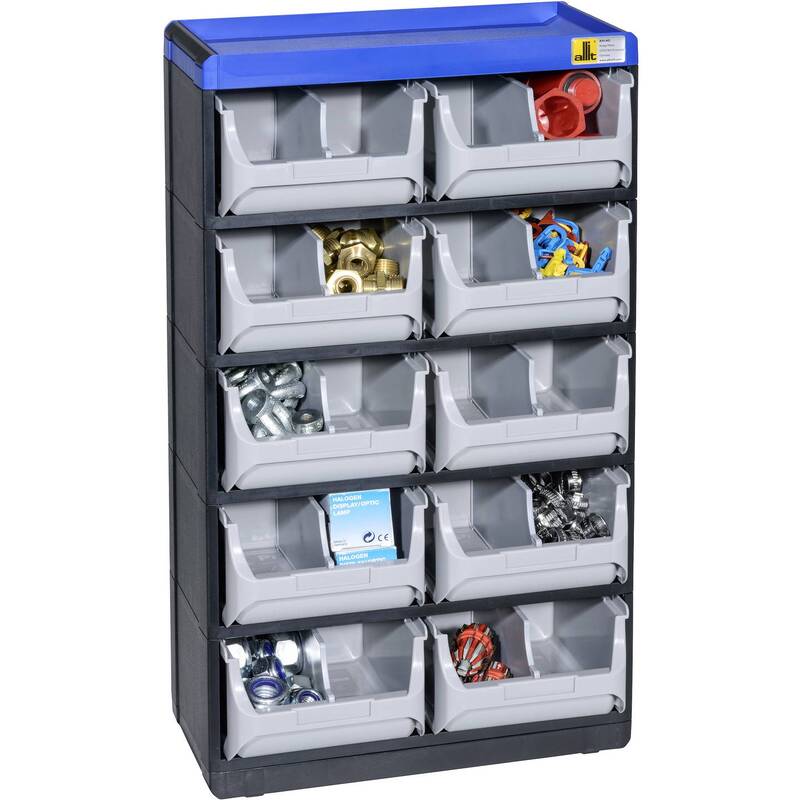 Allit Kleinteilmagazin VarioPlus Pro 53/20 stapelbar Schwarz Grau Blau 30x52x16 - 4005187646306