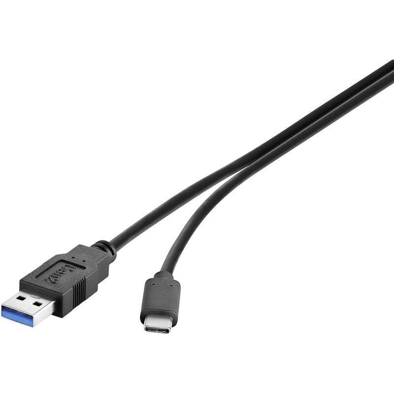 Renkforce USB-Kabel USB 3.2 Gen1 USB-A auf USB-C Stecker 0,30m schwarz 10GBit/s - 4053199516438