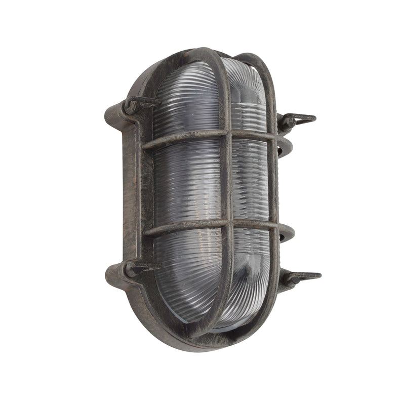 Schiffarmatur Porto oval schwarz-silber E27 dimmbar IP44 60W Searchlight - 5053423228853