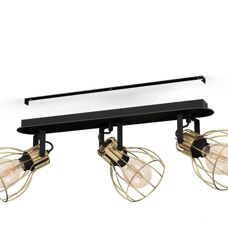 EGLO Deckenlampe 3-flammig Sambatello LED Lampe dimmbar schwarz/gold 70x15cm - 9008606243655