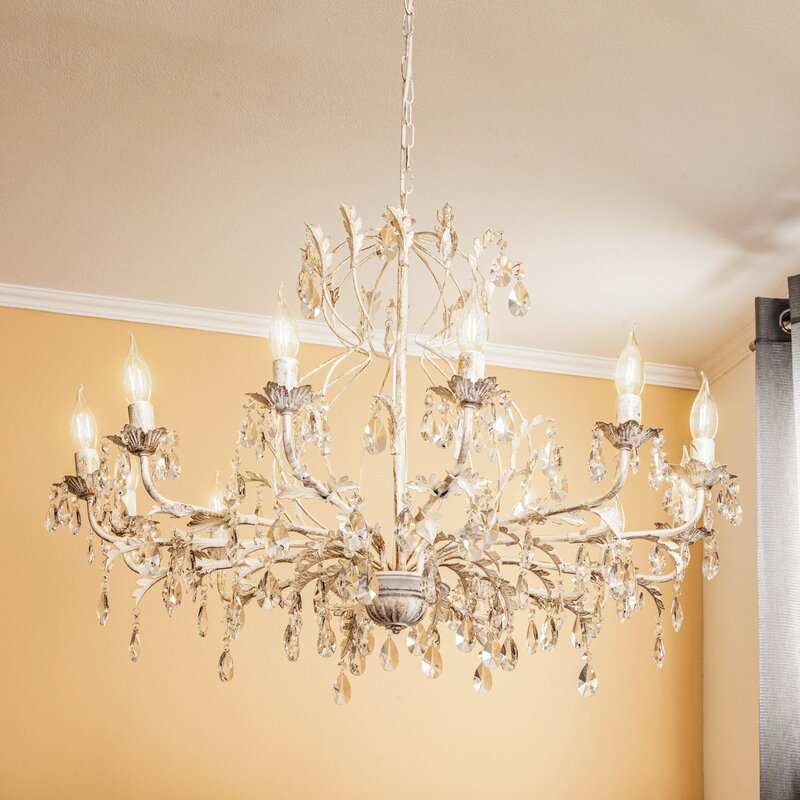 Kristall-Kronleuchter Teresa Hängeleuchte Pendellampe Lampe elfenbein 12-flam150 - 8030626526921