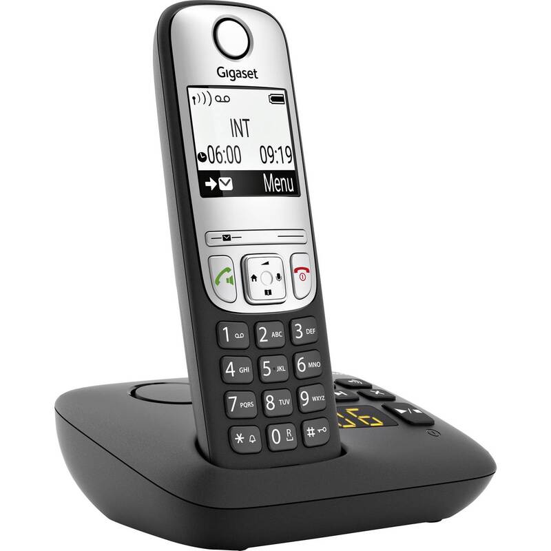 Gigaset A690A DECT Schnurloses Telefon Anrufbeantworter mit Basis Schwarz Silber - 4250366855356