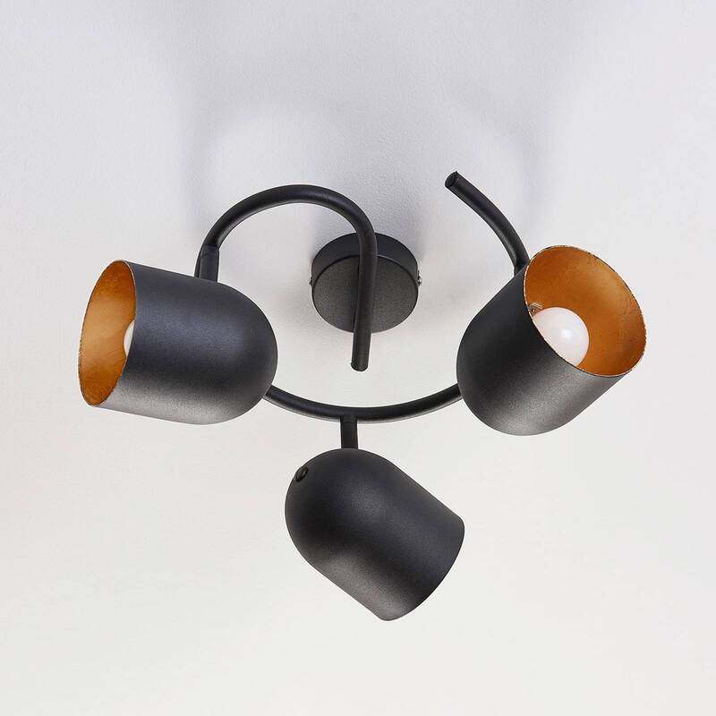 Lindby LED-Deckenstrahler Morik Deckenlampe Lampe 3-flammig E14 schwarz gold - 4251096532210